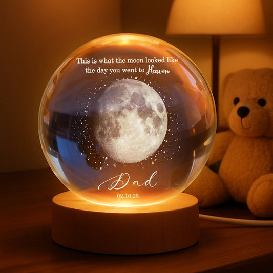 Personalized 3-Color K5 Globe Lamp Moon Phase Memorial Night Light, A Unique Sympathy Gift For Dad