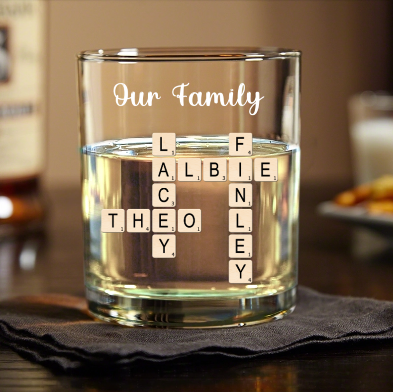 Family Keepsake Crossword Puzzle Art Created In A Moment Treasured Forever Personalized Whiskey