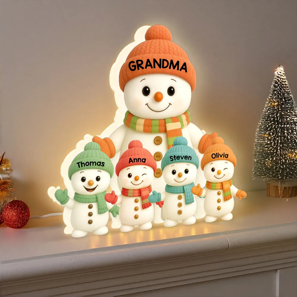 Personalized Acrylic Light Box Plaque with Family Names for Grandma