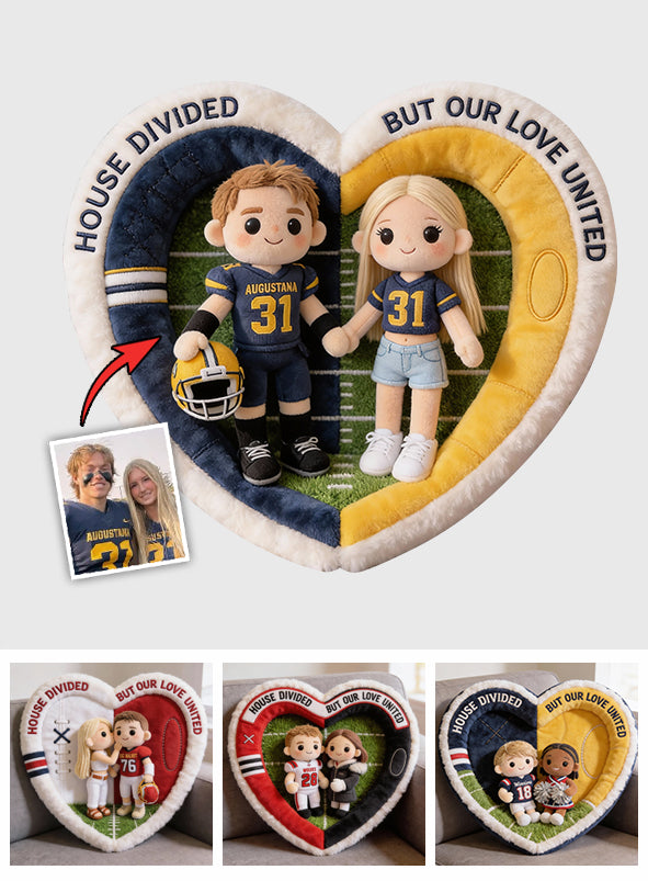 Football House Divided - Personalized Football Faux Fur Shaped Pillow