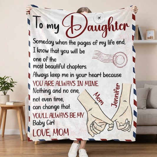 To My Daughter Fleece Blanket, Personalized Custom Throw With Heartfelt Message, Unique Gift From Mom