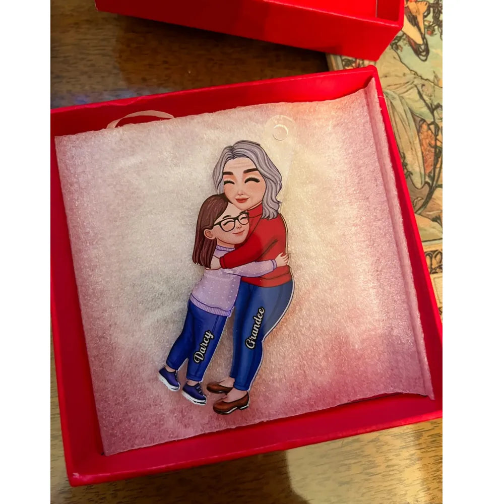 Cute Grandma & Grandkid Hugging - Gift For Grandkids & Grandma - Personalized Acrylic Ornament