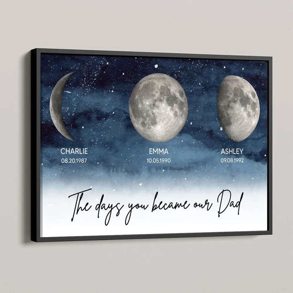 Custom Starry Night Poster Moon Phases for Dad A Meaningful Family Keepsake Wall Decor Gift