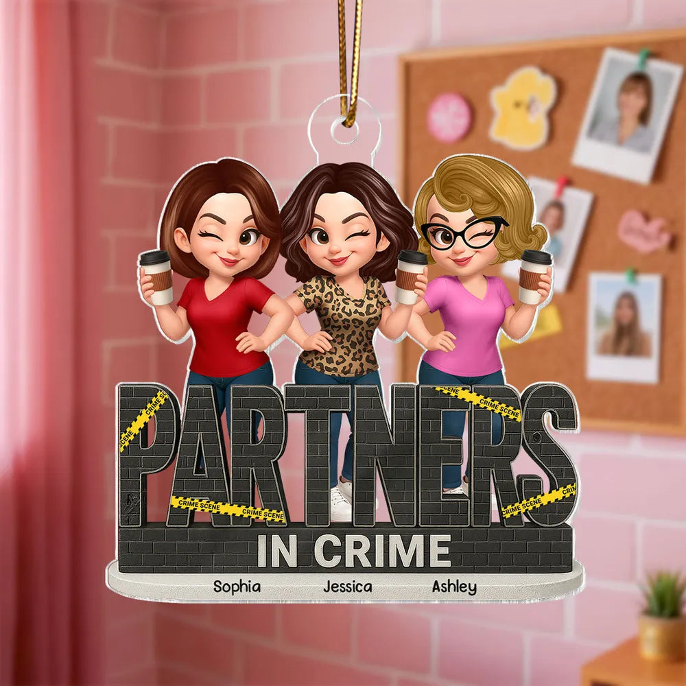 “Partners in Crime” Acrylic Ornament – Personalized Gift for Best Friends
