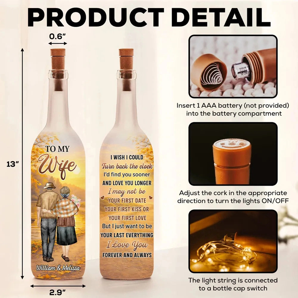 Personalized Bottle Lamp for Wife with I Wish I Could Love Quote, Cozy Warm Glow Night Light, Unique Romantic Gift