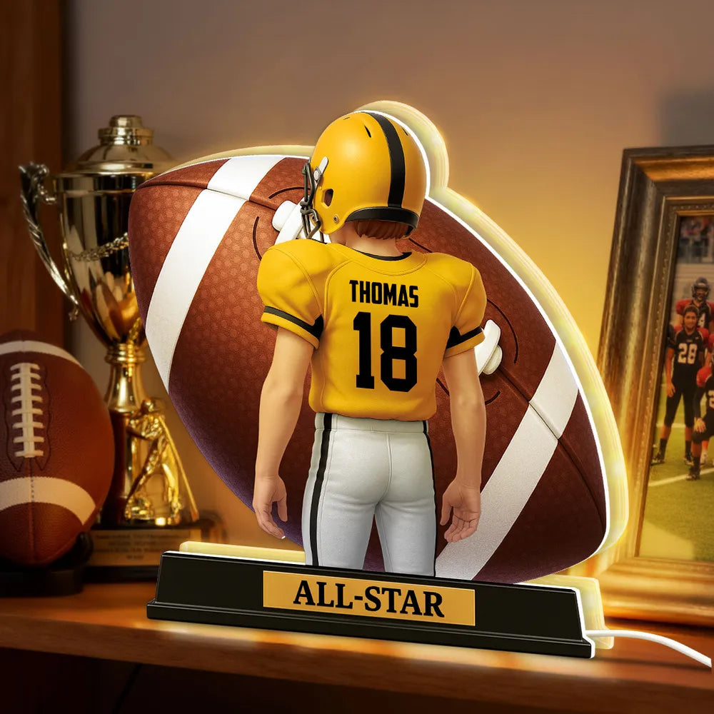Personalized Acrylic Light Box for Football Player – Custom All-Star Design, Stadium Glow, Unique Gift for Sports Fans