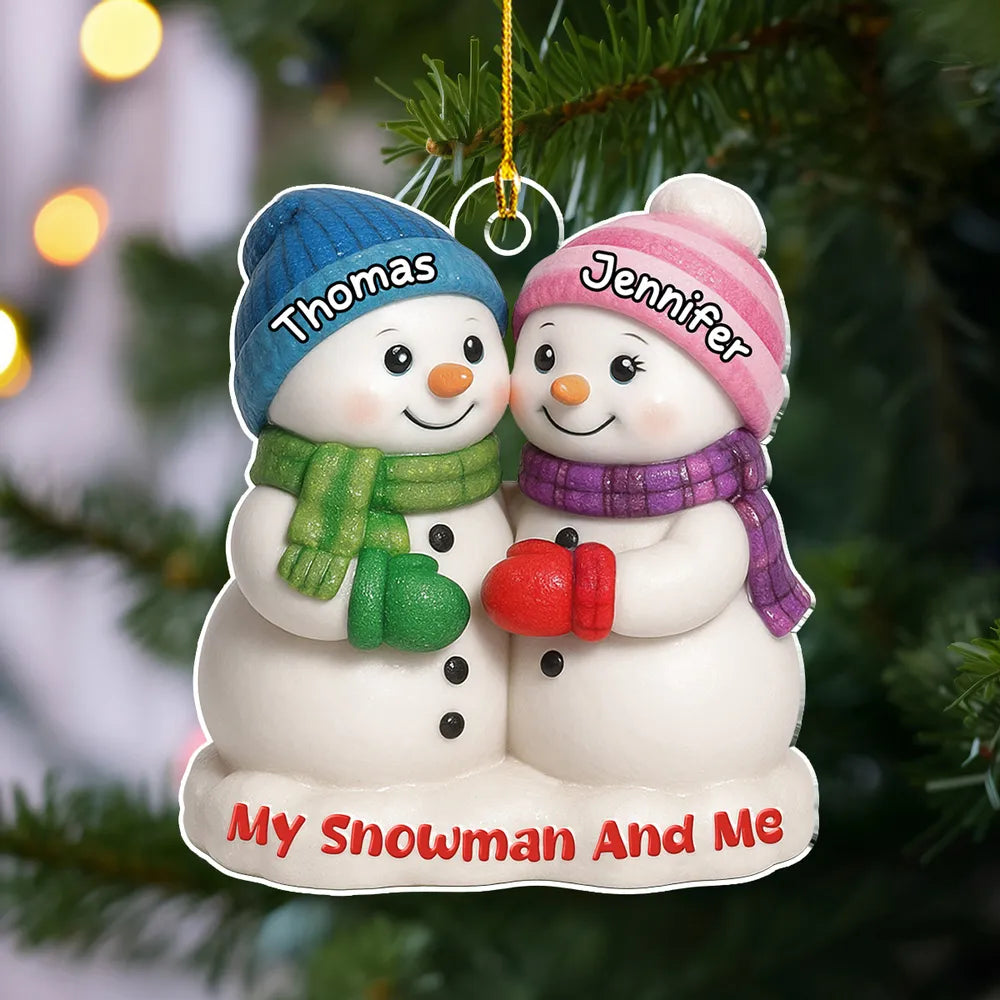 Snowman Couple Ornament - Personalized Hugging Snowmen for the Christmas Tree - My Snowman and Me, a Unique Gift for Couples
