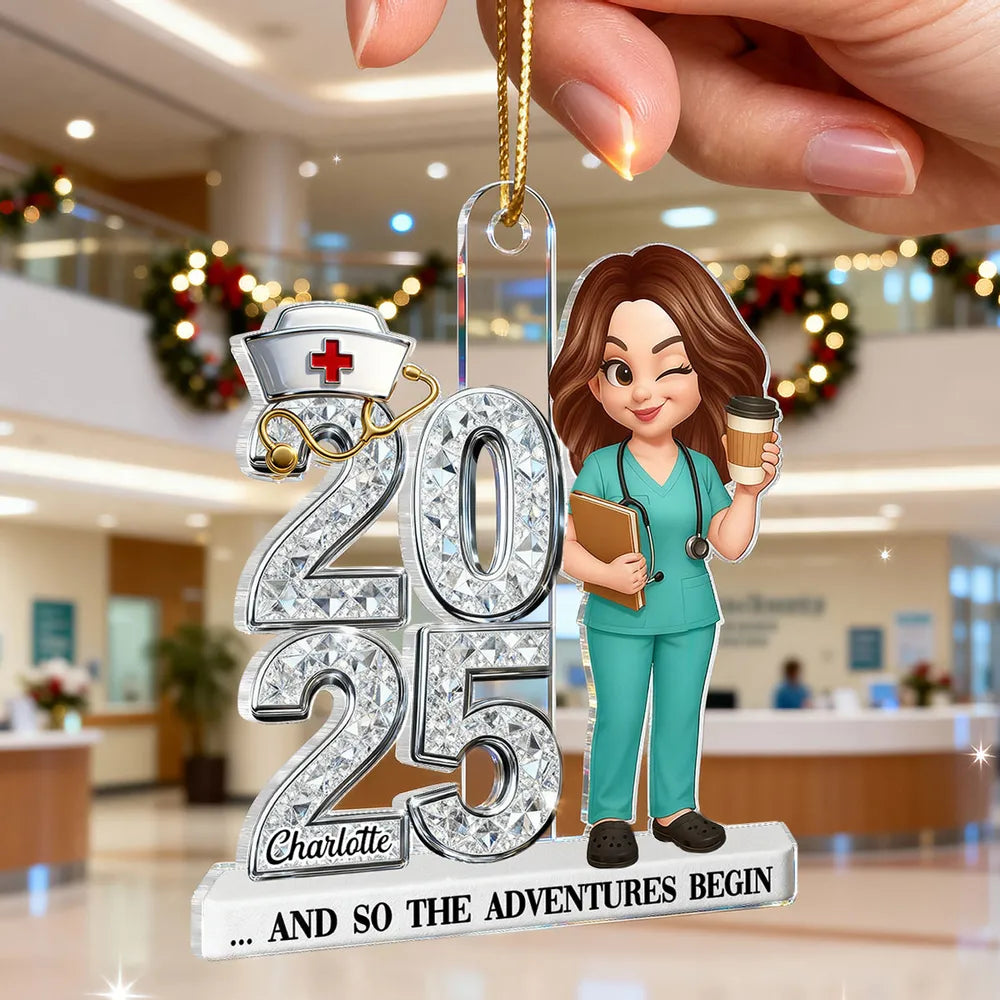 Personalized Acrylic Ornament New Nurse Graduation Keepsake With Shiny Year Design Cute RN Gift For Her