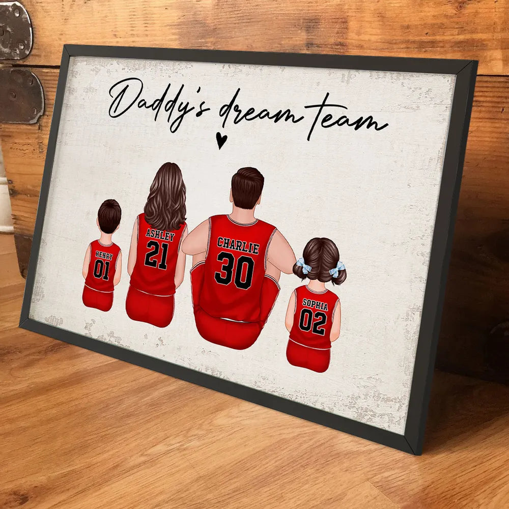 “Daddy’s Dream Team” Personalized Basketball Poster / Canvas – Heartfelt Father’s Day Gift for Dad
