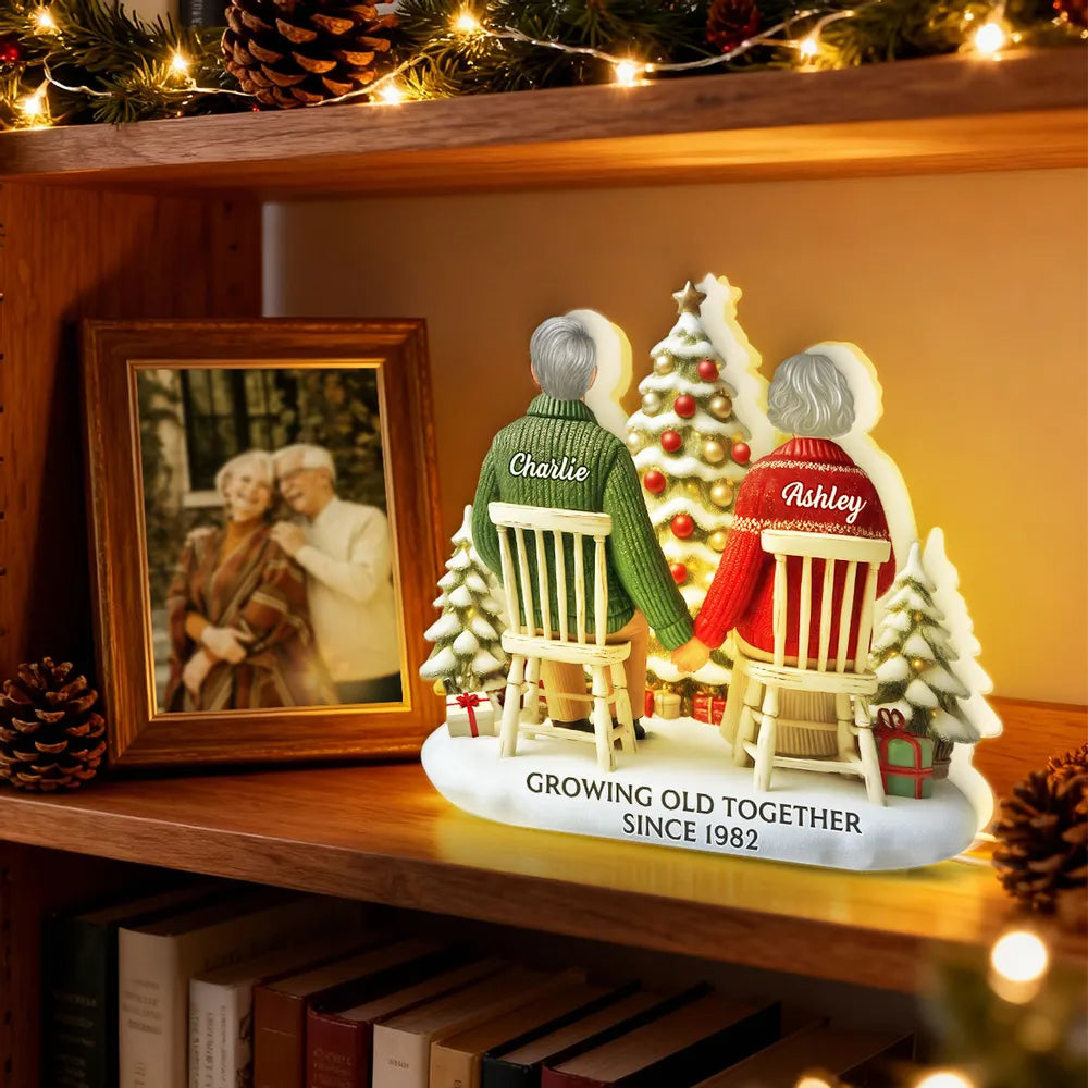 Custom Couple Acrylic Light Box with Cozy Christmas Tree, Soft Bedroom Lamp and Unique Romantic Gift
