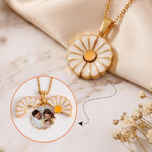 Personalized Stainless Steel Daisy Necklace With Custom Photo - Sweet Everyday Keepsake, Unique Gift For Mom