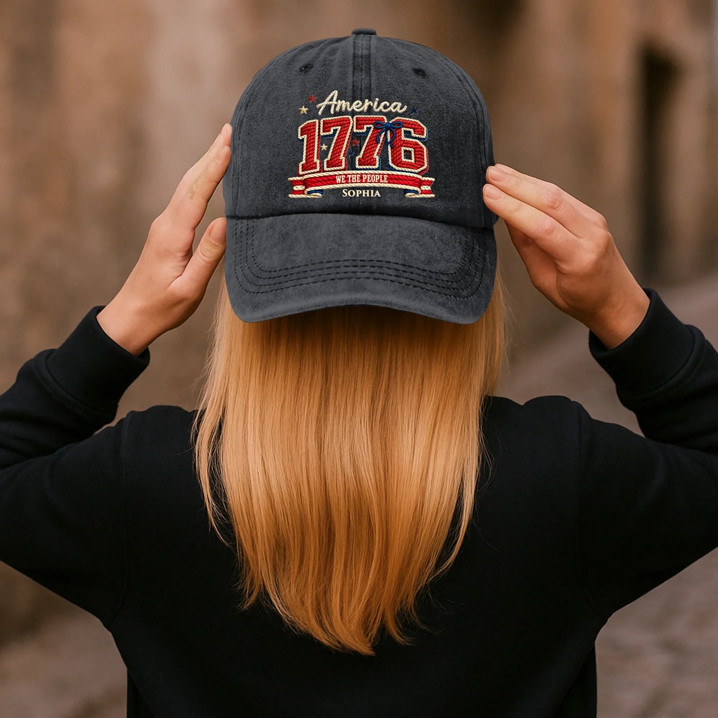 America 1776: 250 Years of Freedom - Personalized Distressed Denim Cap