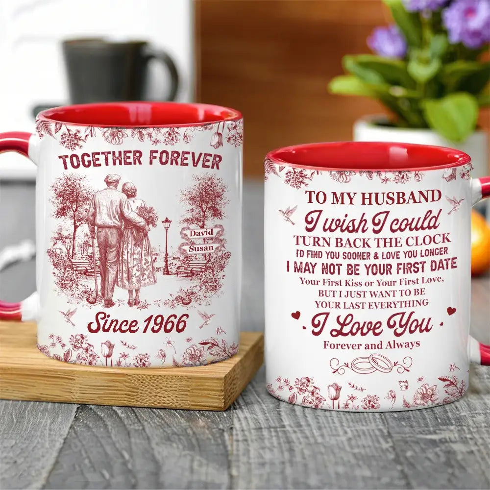 Personalized Ceramic Couple Mug with Custom Name for Anniversary Gift