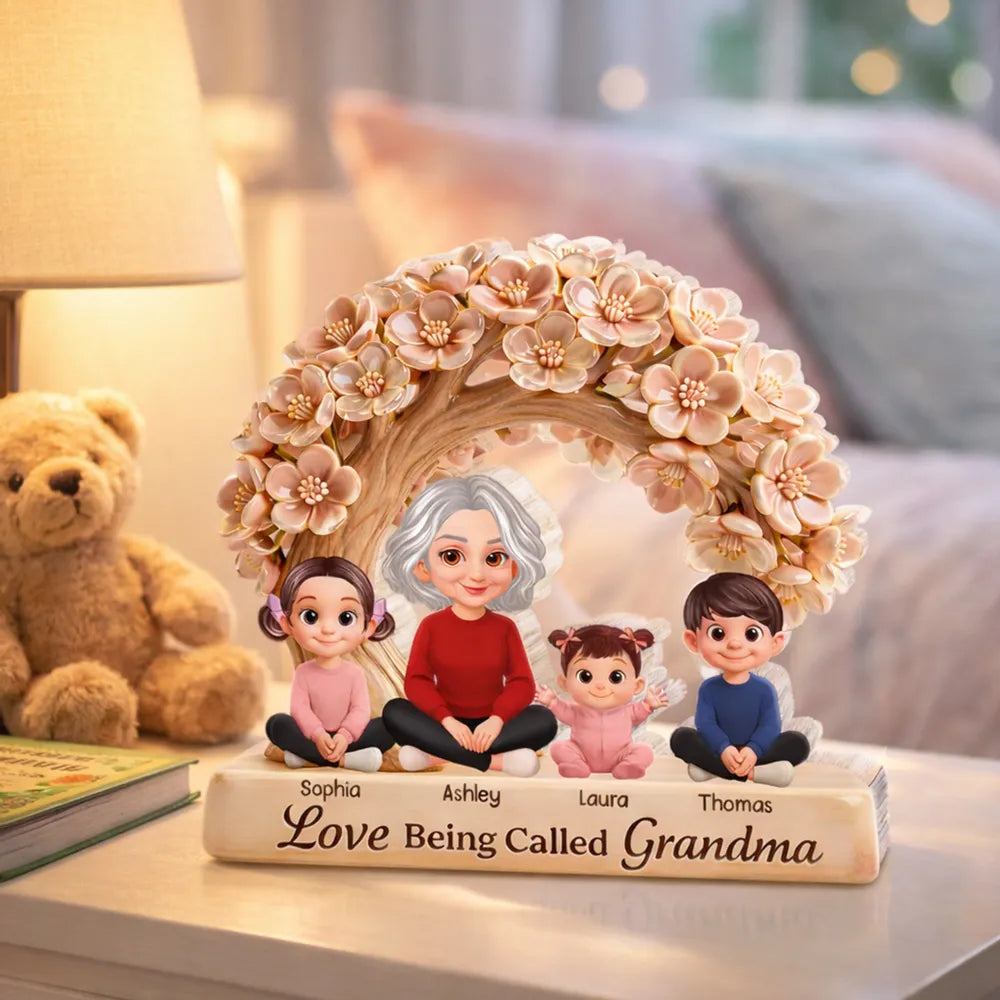 Personalized Shaped Acrylic Block Plaque Love Being Called Grandma Floral Arch Family Keepsake Unique Gift for Grandma