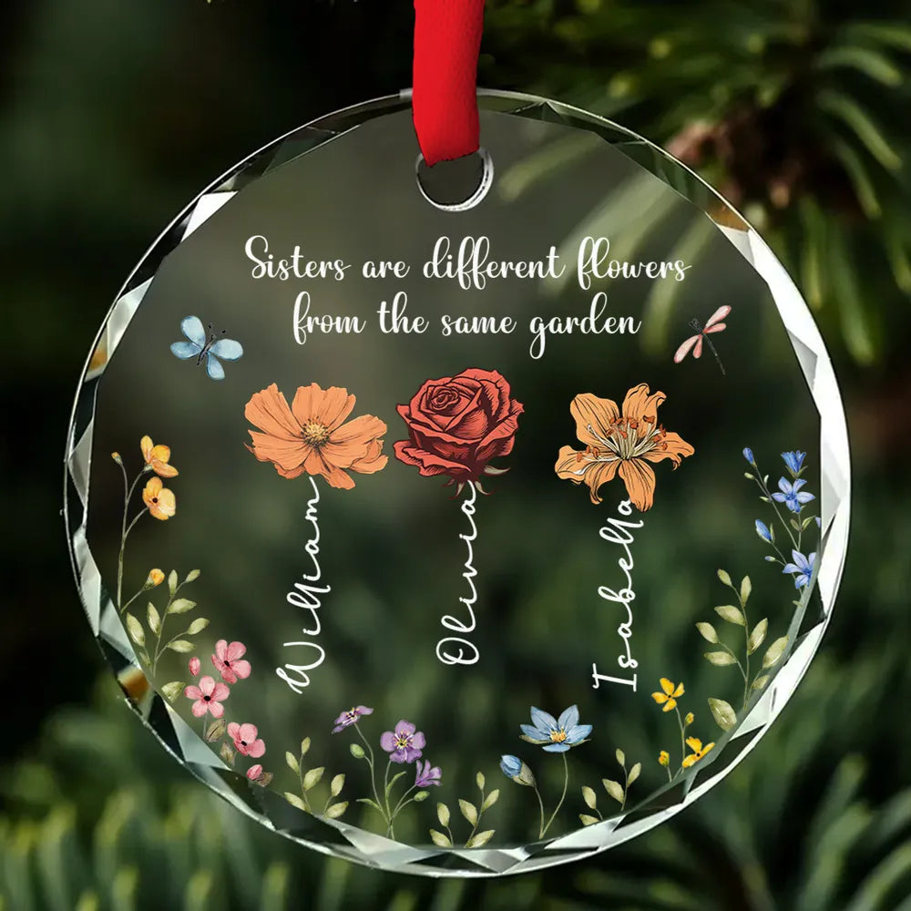Personalized Crystal Ornament with Garden Theme, Gift for Sisters and Friends