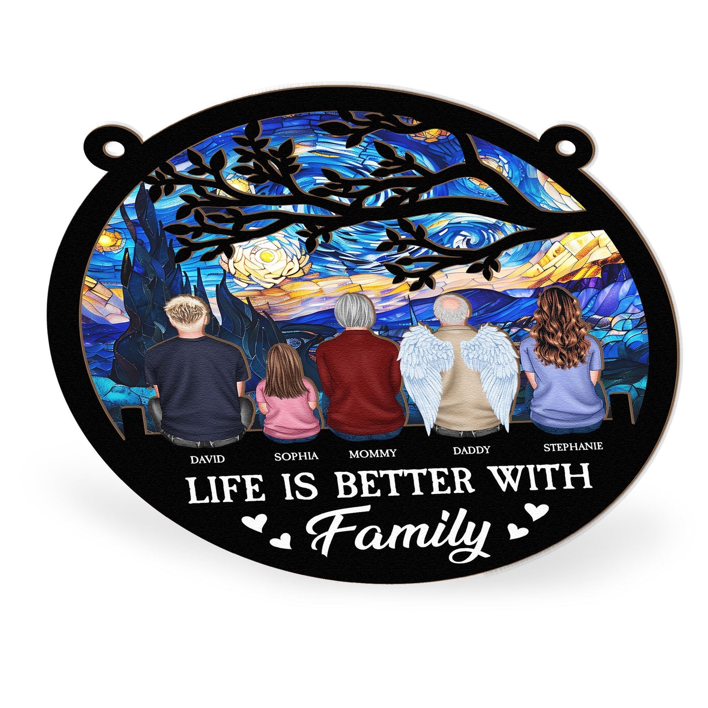Life is Better with Family – Personalized Wood and Acrylic Layered Ornament, Family Gift