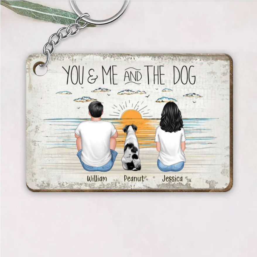 You Me And The Dogs Beach Outline Personalized Ornament or Poster or Canvas or Plaque or Pillow