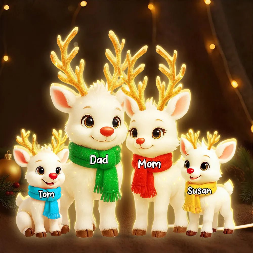 Festive Acrylic Light Box - Cute Reindeer Family, Twinkling Christmas Night, Creative Gift with Warm Glow for Family
