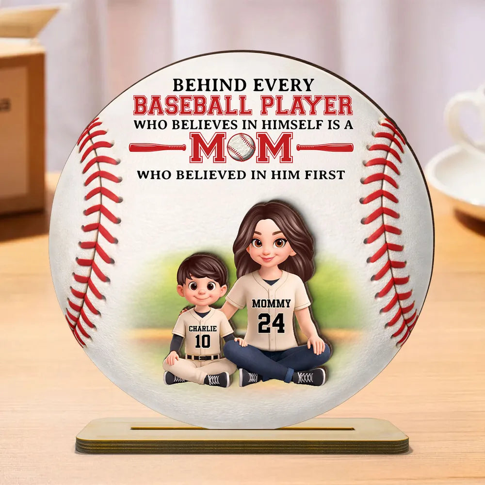 Personalized 2-Layer Wooden Plaque Baseball Mom Quote Gift for Mom, Sweet Baseball Keepsake for Living Room Display