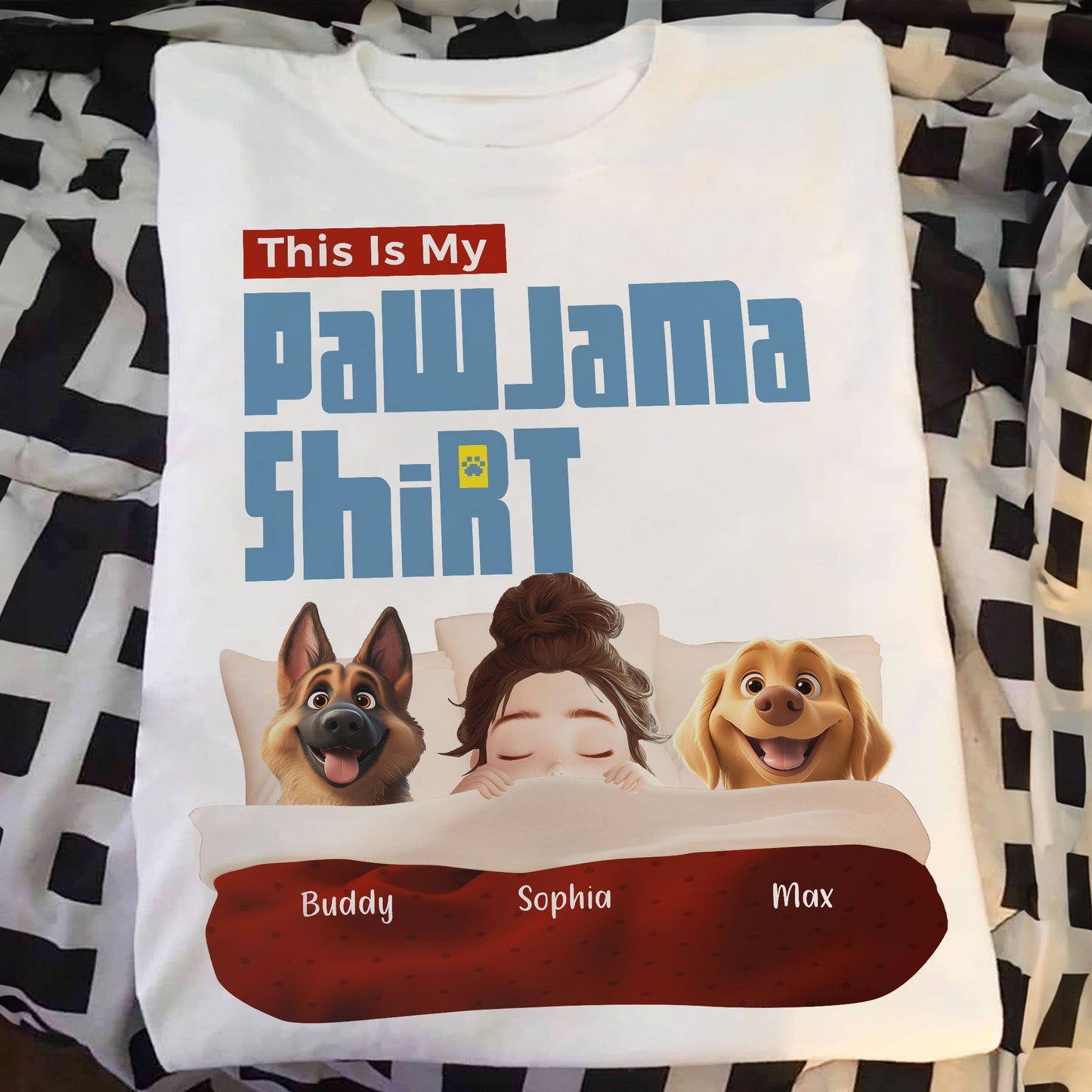 Custom Pawjama Shirt for Couples – Featuring Pets and Their Names, Ideal for Valentine’s Day or Special Occasions, Available in Classic Tee, Women Tee, Hoodie, and Sweatshirt