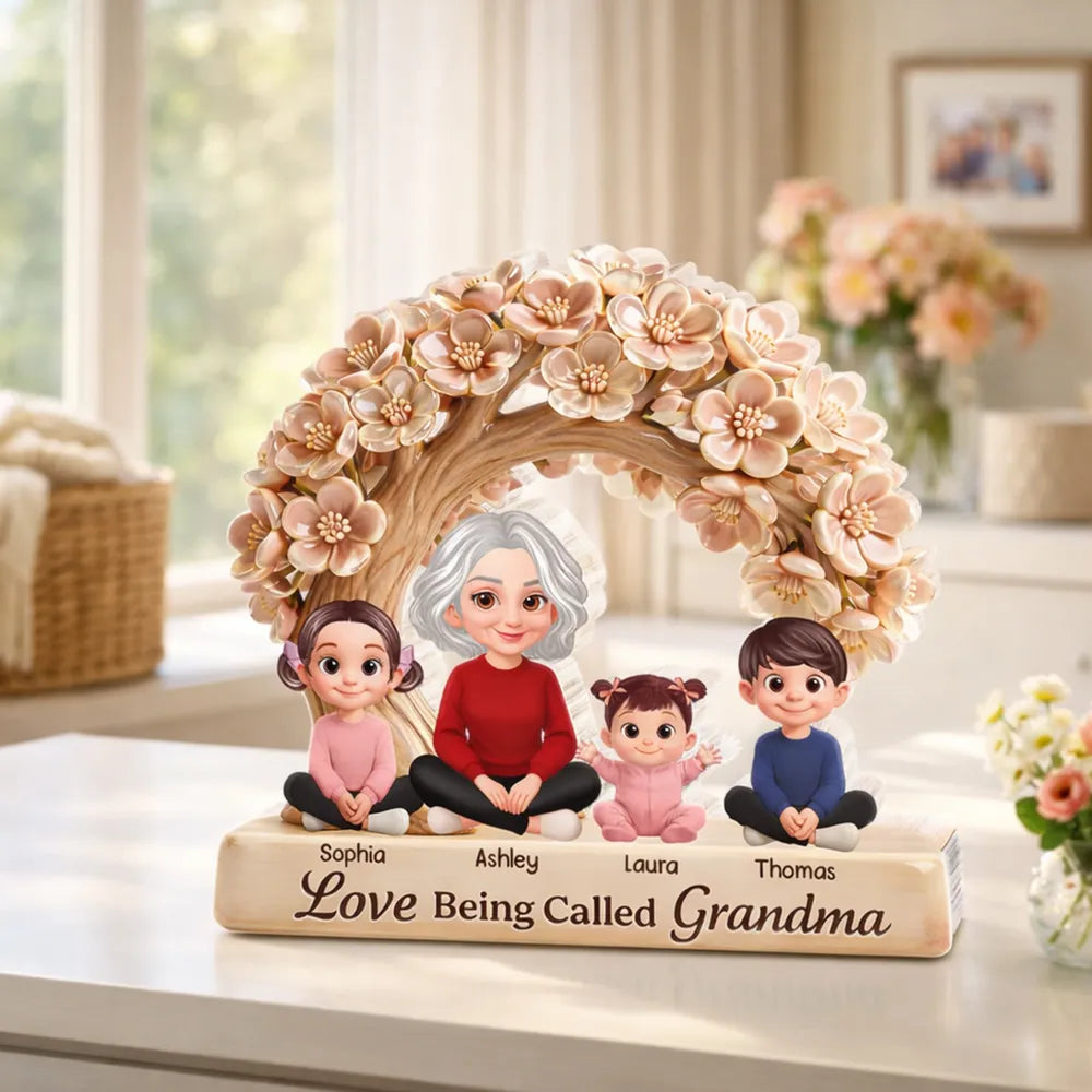 Personalized Shaped Acrylic Block Plaque Love Being Called Grandma Floral Arch Family Keepsake Unique Gift for Grandma