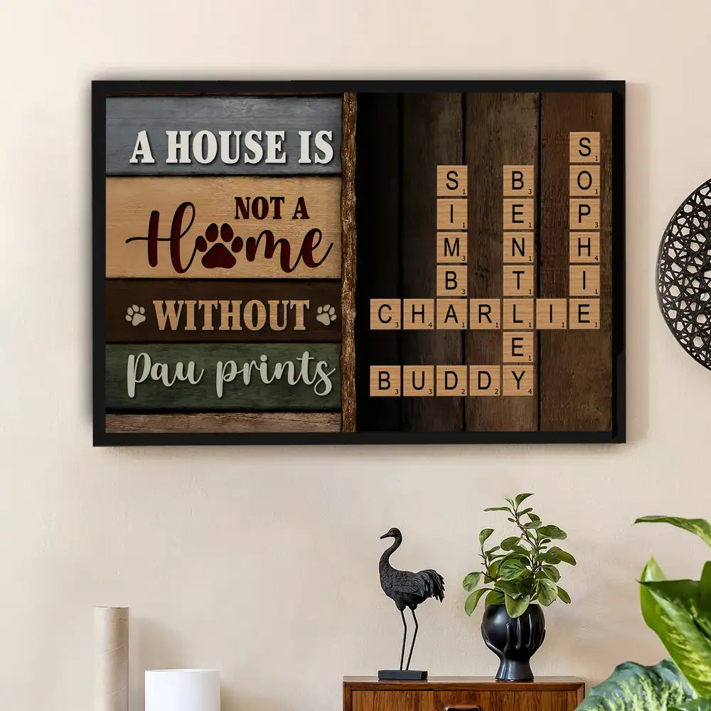A House is Not a Home Without Paw Prints – Personalized Poster – Perfect for Pet Lovers' Home Decor