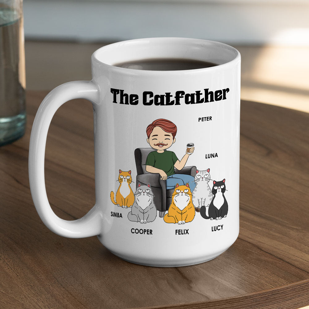 Personalized Beer Glass for Cat Dad – The Catfather Design with Cute Cats – Father's Day Gift for Pet Lovers