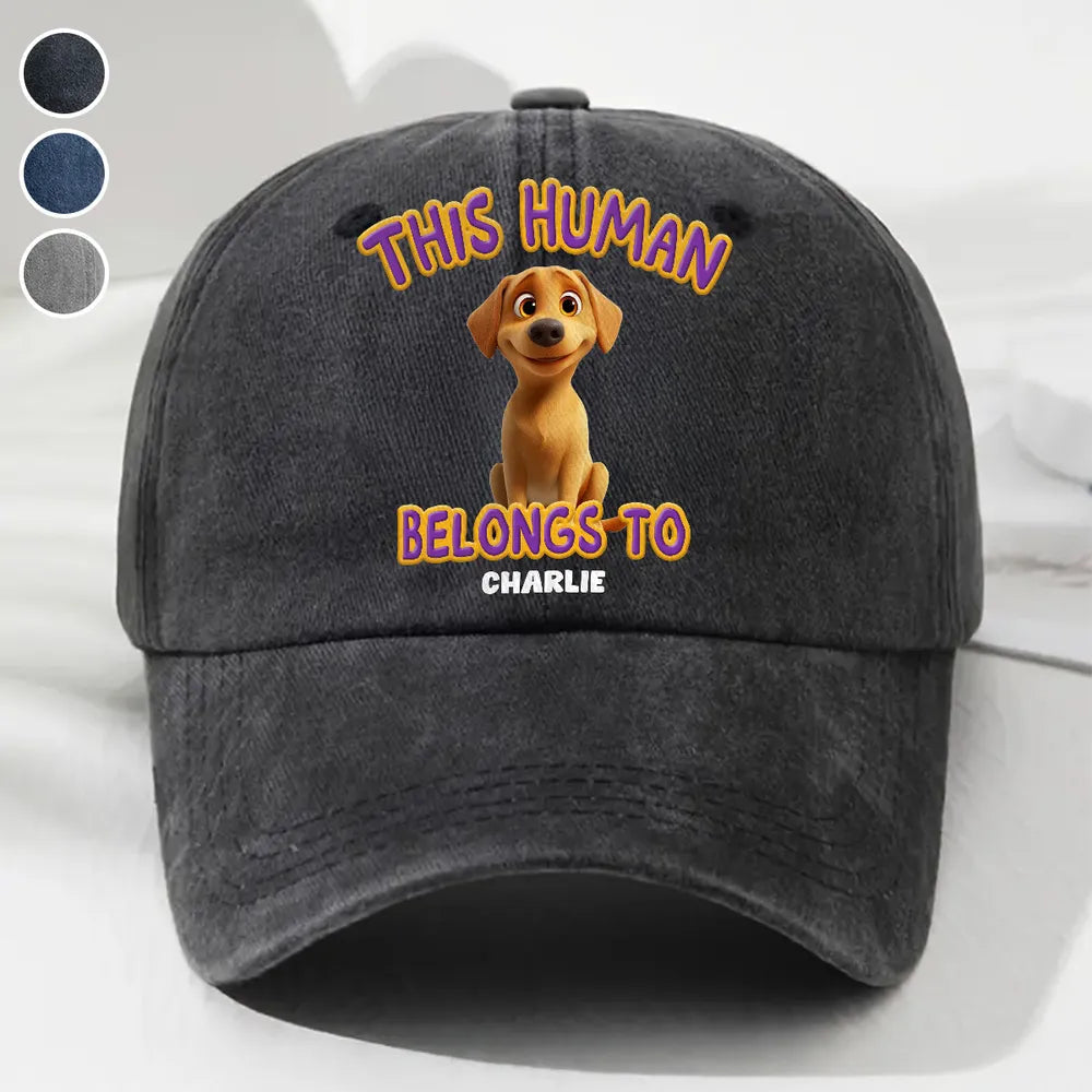 Denim Dog Lover Cap with Puppy Art, Adjustable Fit