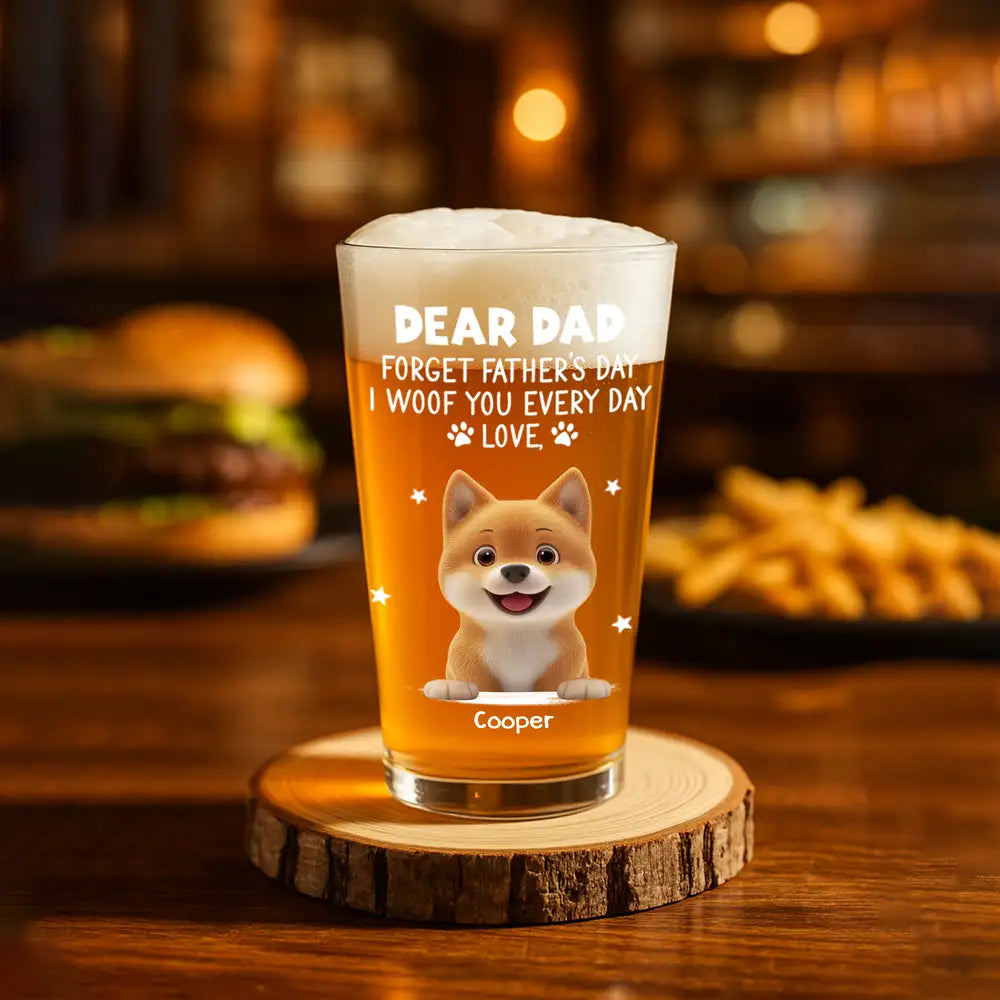 Custom Dog Lover Beer Glass – Cute Dogs with Names – Perfect Pet Gift for Father’s Day or Birthday – Celebrate Love Every Day