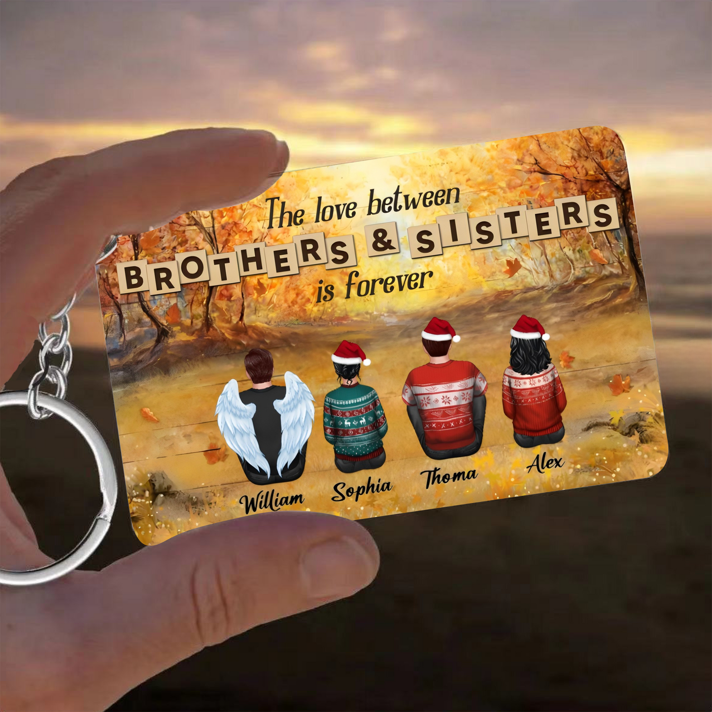 Personalized Brothers & Sisters Forever Poster or Canvas, Keychain, Plaque, Car Hanger, Wallet Card - Perfect Gift for Siblings, Memorial Keepsake