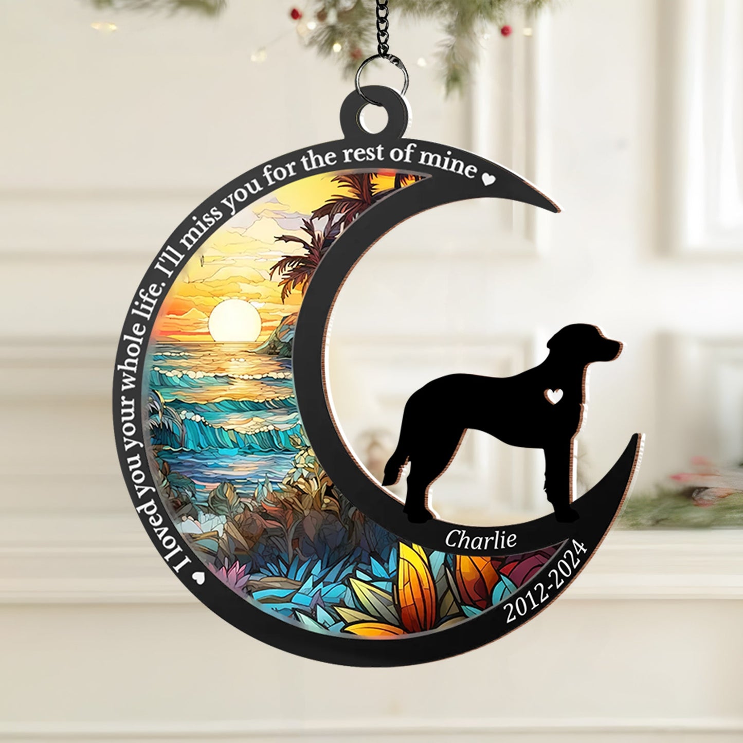 Memorial Personalized Custom Wood and Acrylic Layered Ornament - Sympathy Gift For Dog Lovers