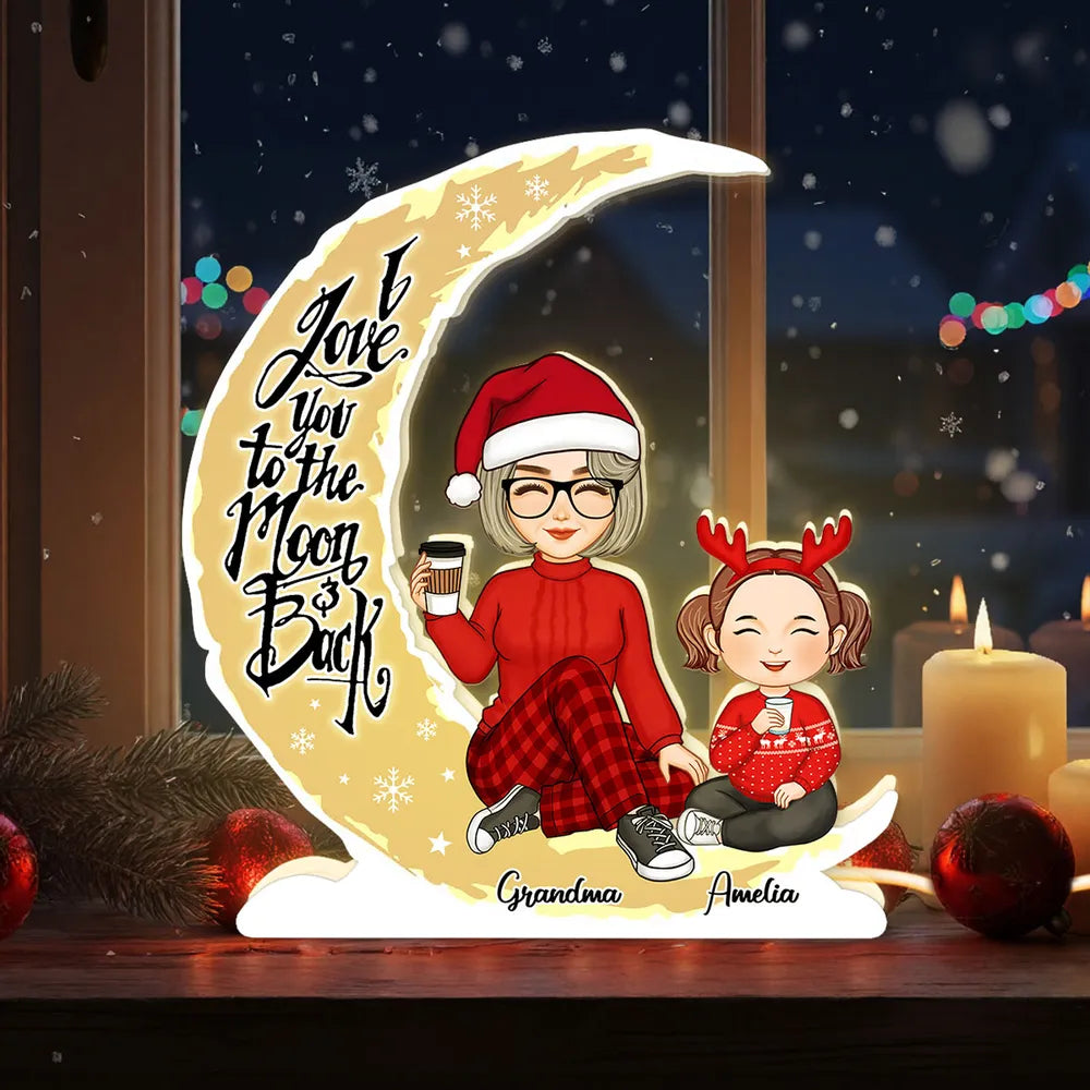 Grandma and Granddaughter Heartwarming Moonlight Lamp, Customizable Love Quote Light Box