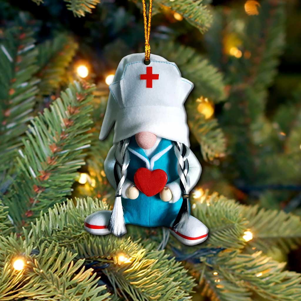 Gnome Nurse - Christmas Ornament (Printed On Both Sides)
