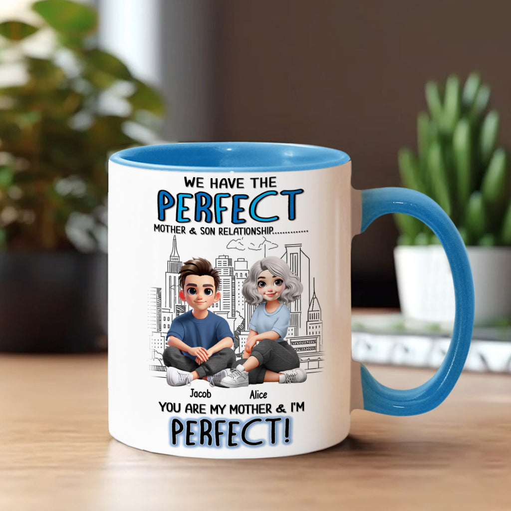 Mother-Son/ Daughter Relationship - Personalized Mother Accent Mug