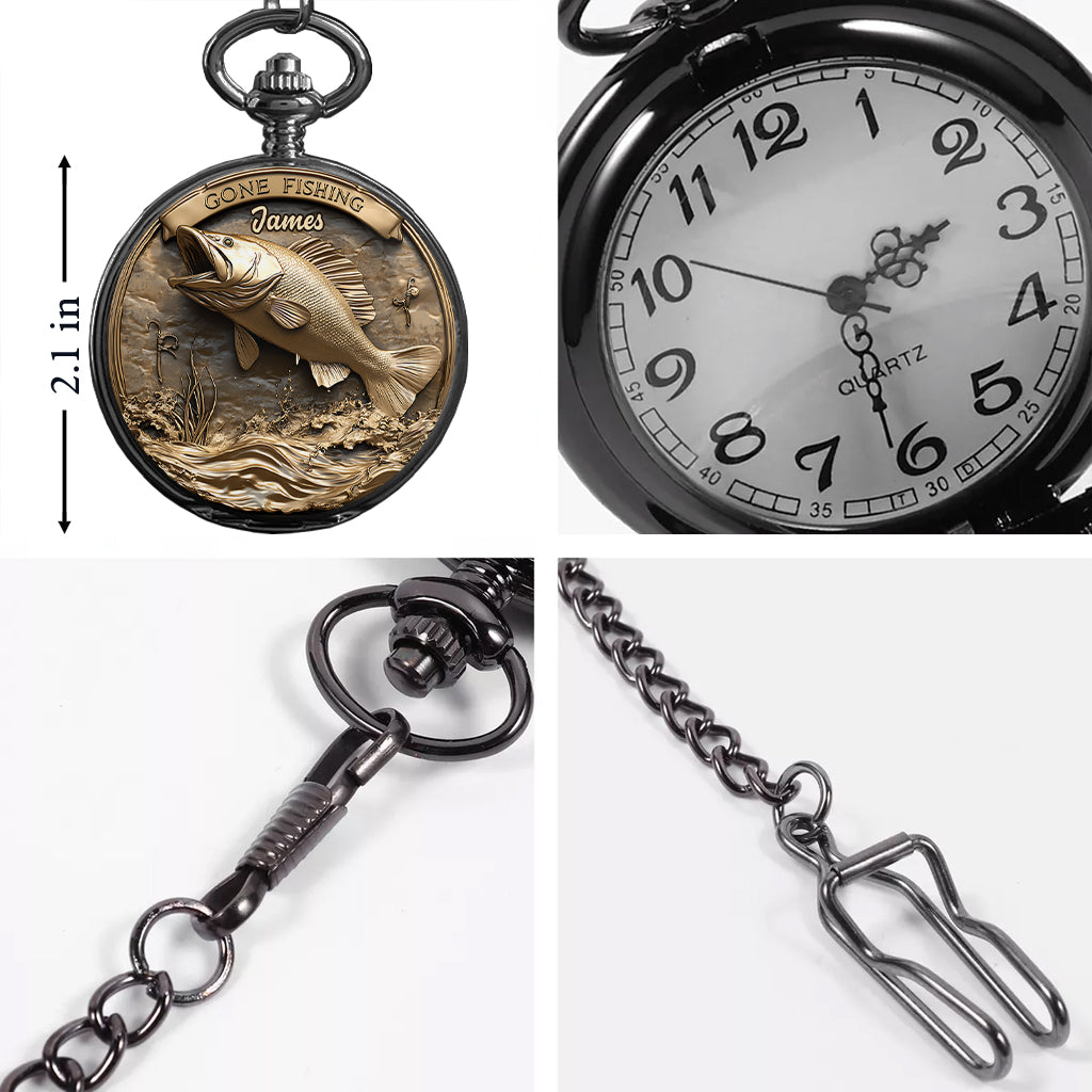 Gone Fishing - Personalized Fishing Pocket Watch