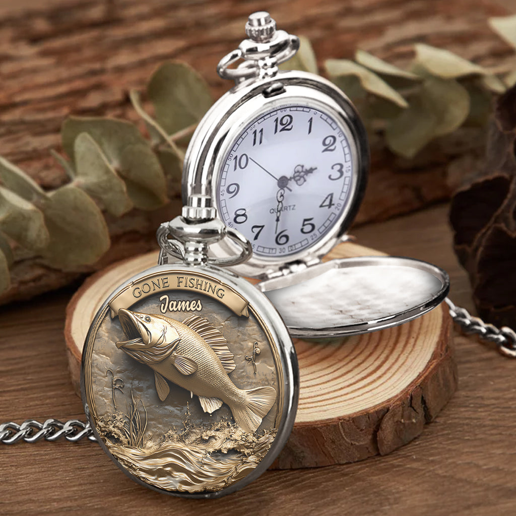Gone Fishing - Personalized Fishing Pocket Watch