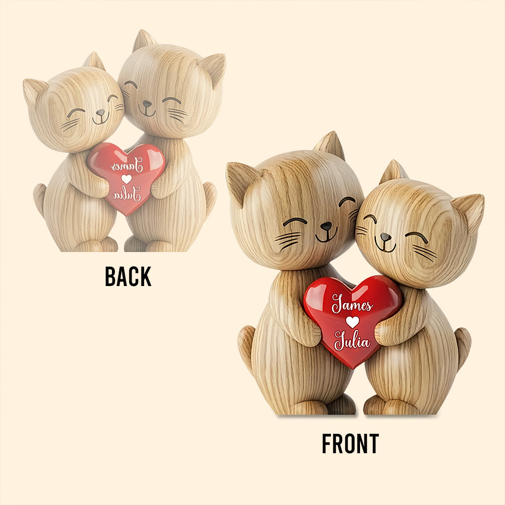 Cute Cat Couple - Personalized Cat Custom Shaped Acrylic Plaque