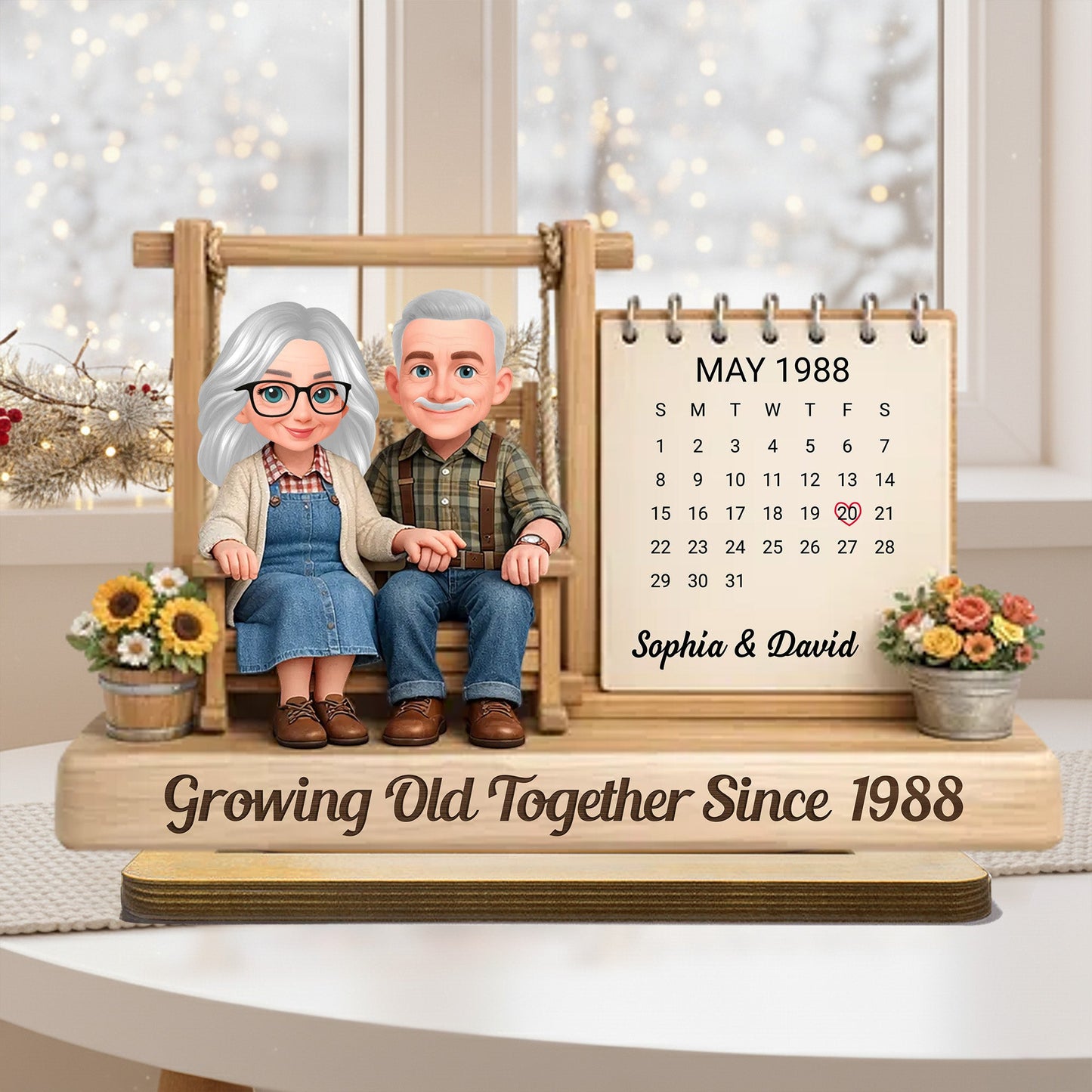 Growing Old Together Personalized 2-Layer Wooden Plaque - Sweet Couple Keepsake for Home Display, Thoughtful Gift for Him or Her