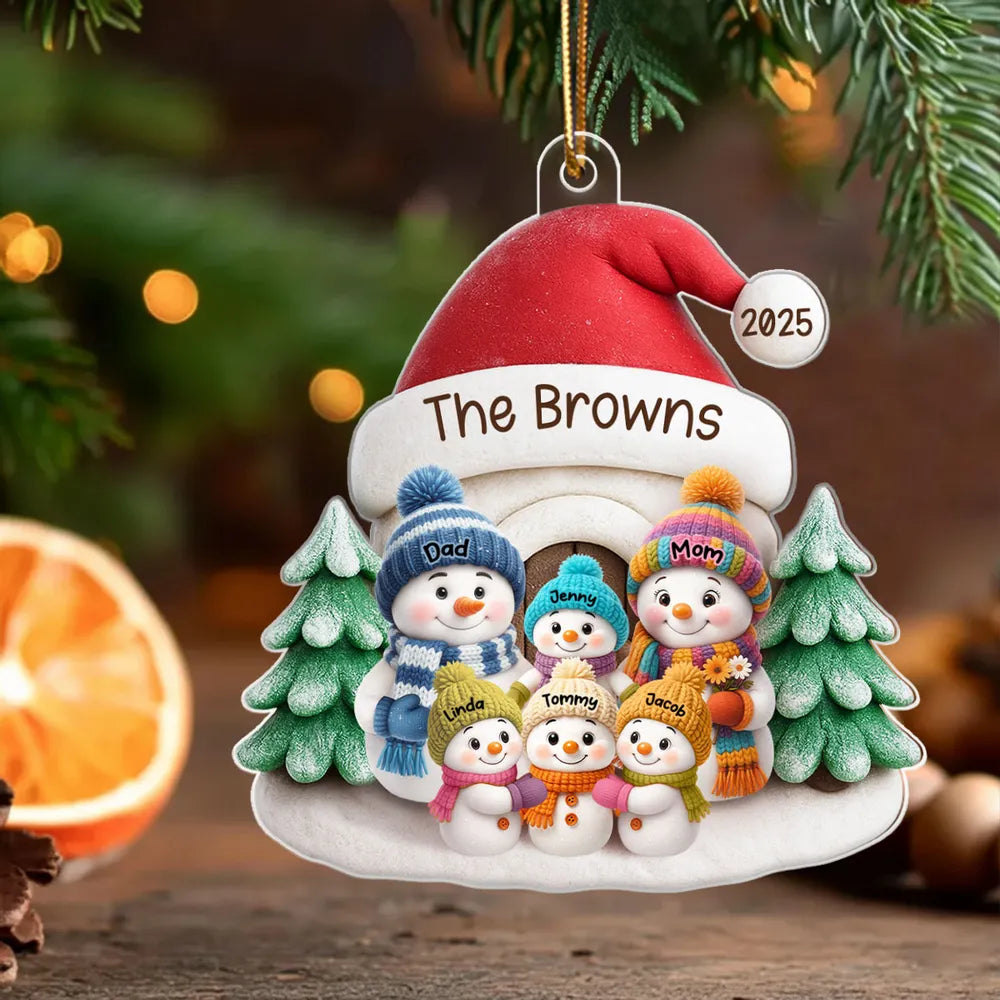 Snowman Family Acrylic Ornament – Heartwarming Holiday Gift for Parents & Kids, Cozy Christmas Decoration