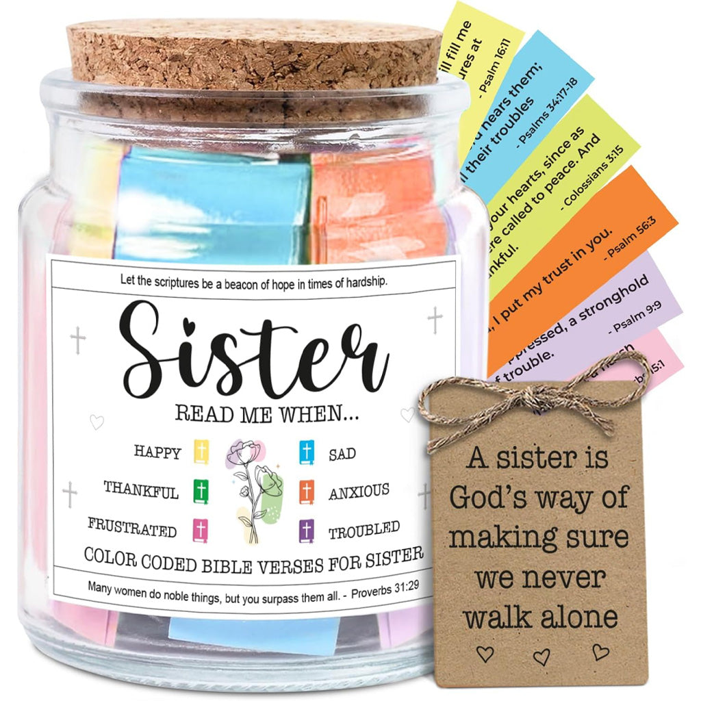 Decorative Glass Inspirational Scripture Jar with 92 Bible Verse