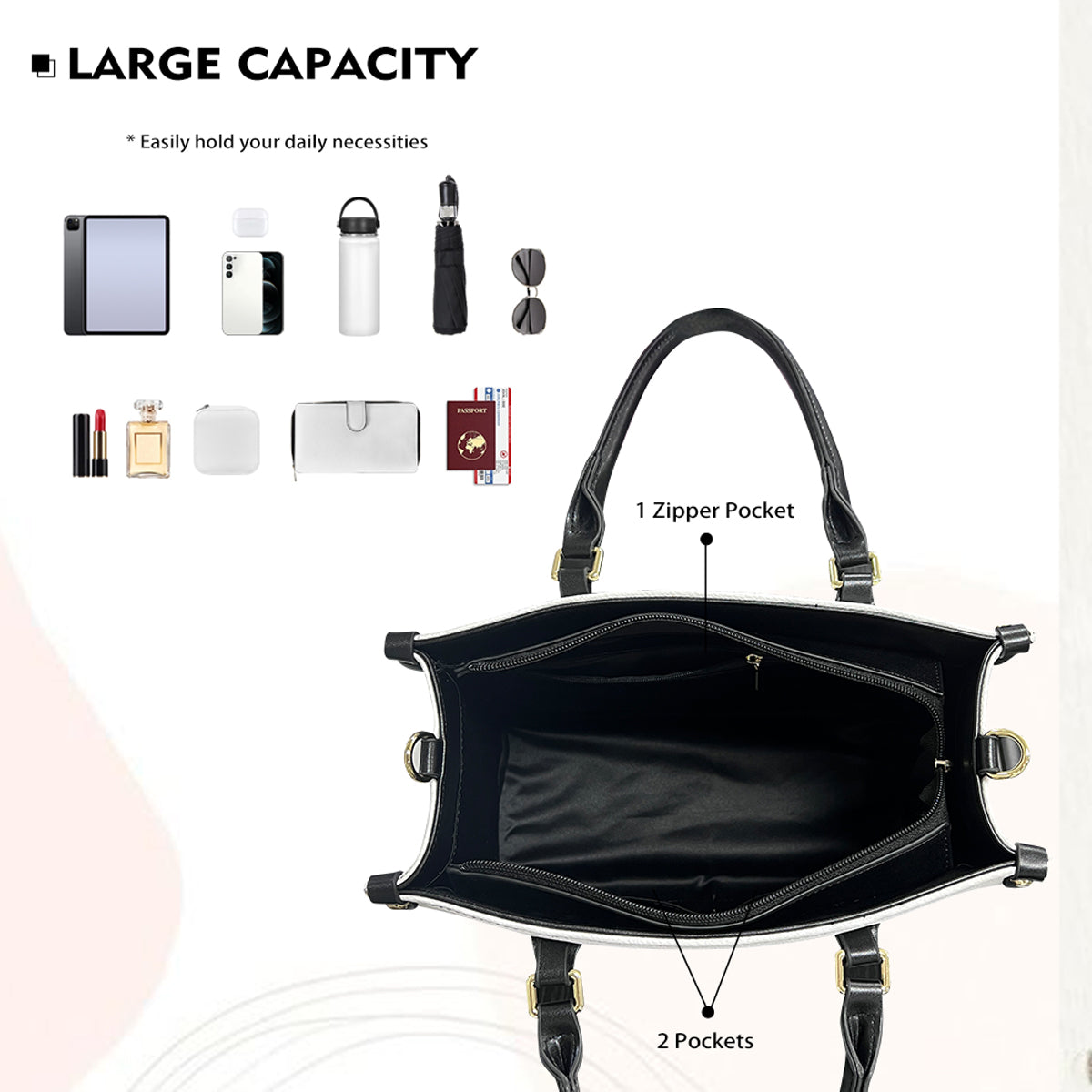 Flower Gift For Mom - Personalized Mother Leather Handbag