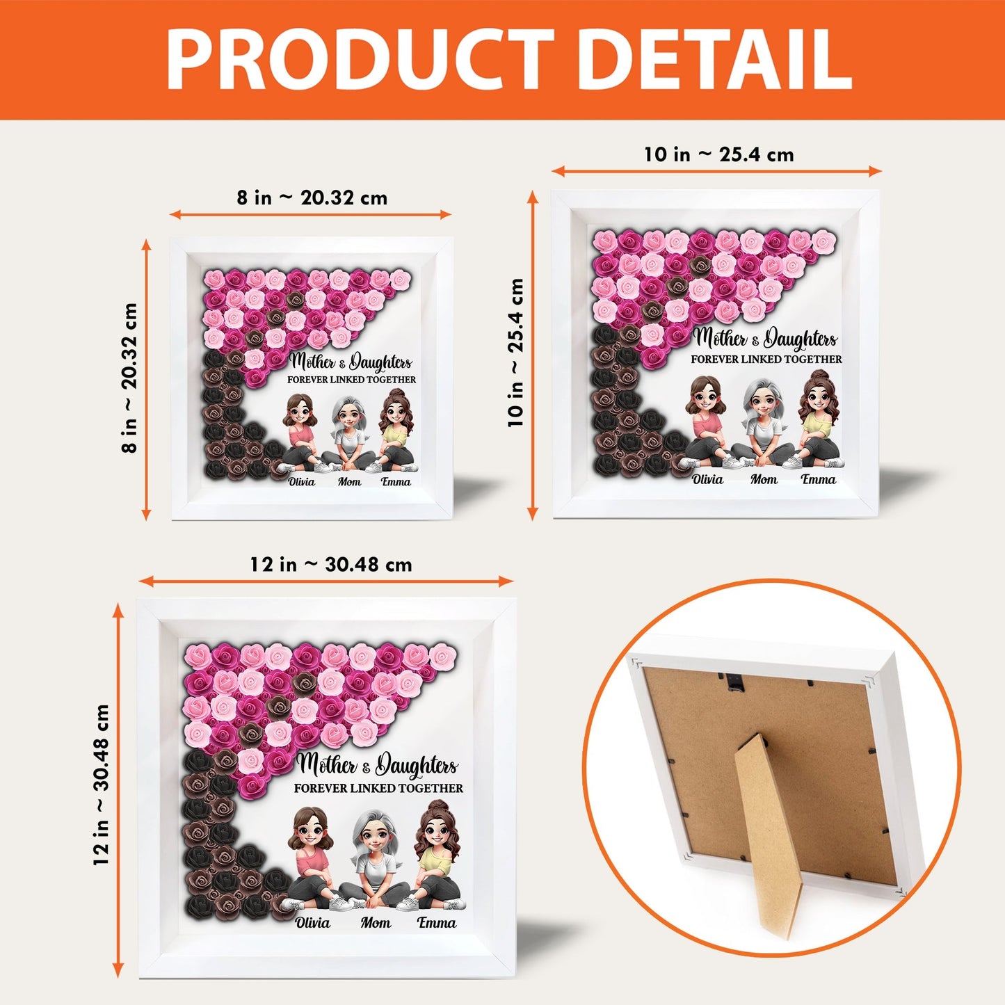 Mother and Daughter Forever Linked Together - Personalized Mother Custom Shaped Flower Shadow Box
