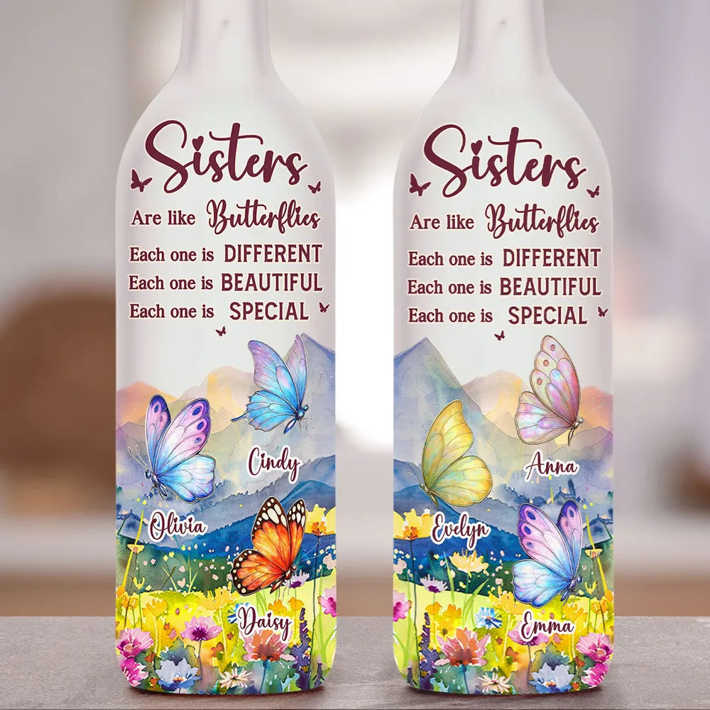 Butterfly Sisters Bottle Lamp with Warm Glow, Perfect Gift for Special Bond