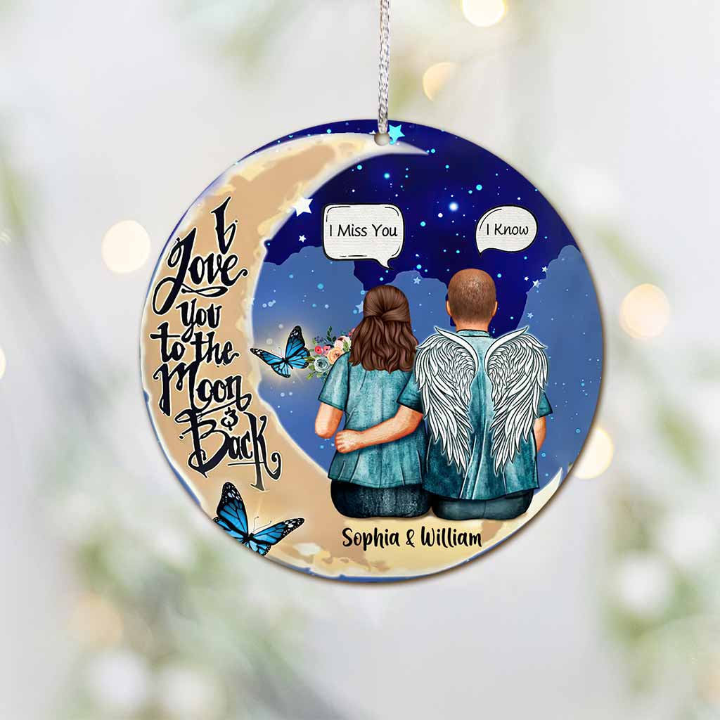 I Miss You - Personalized Christmas Couple Ornament (Printed On Both Sides)