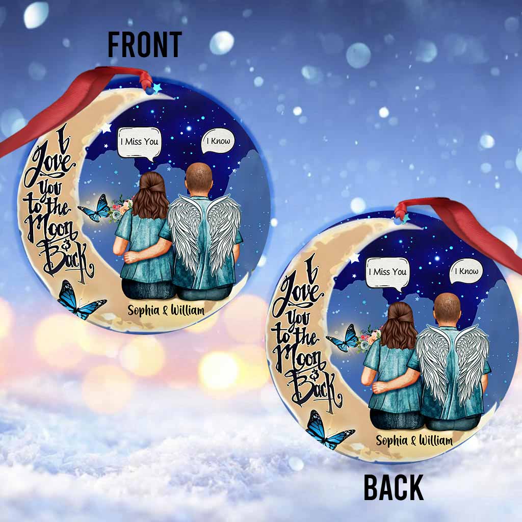 I Miss You - Personalized Christmas Couple Ornament (Printed On Both Sides)