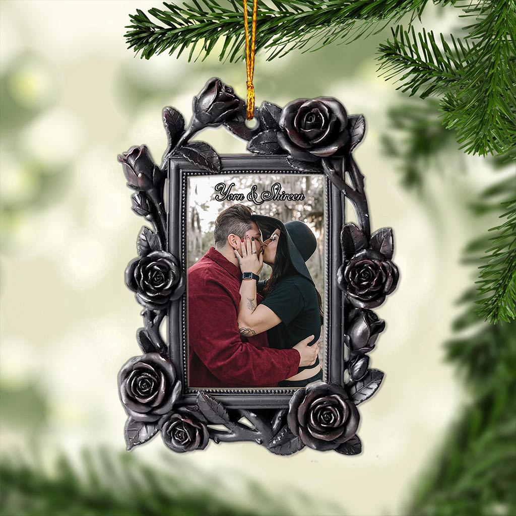 Love Roses - Personalized Christmas Couple Ornament (Printed On Both Sides)