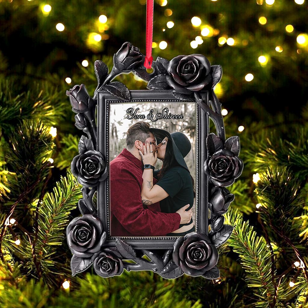 Love Roses - Personalized Christmas Couple Ornament (Printed On Both Sides)