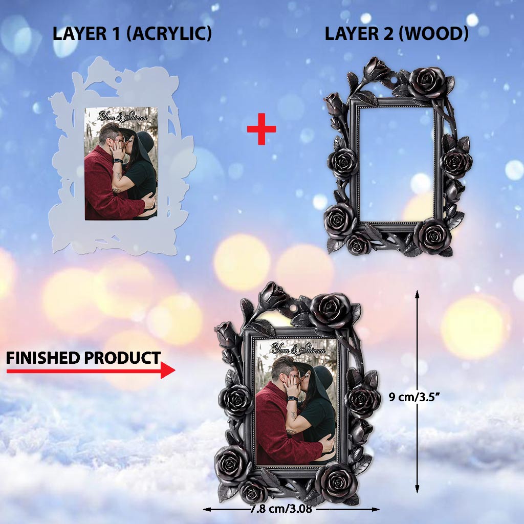 Love Roses - Personalized Christmas Couple Ornament (Printed On Both Sides)