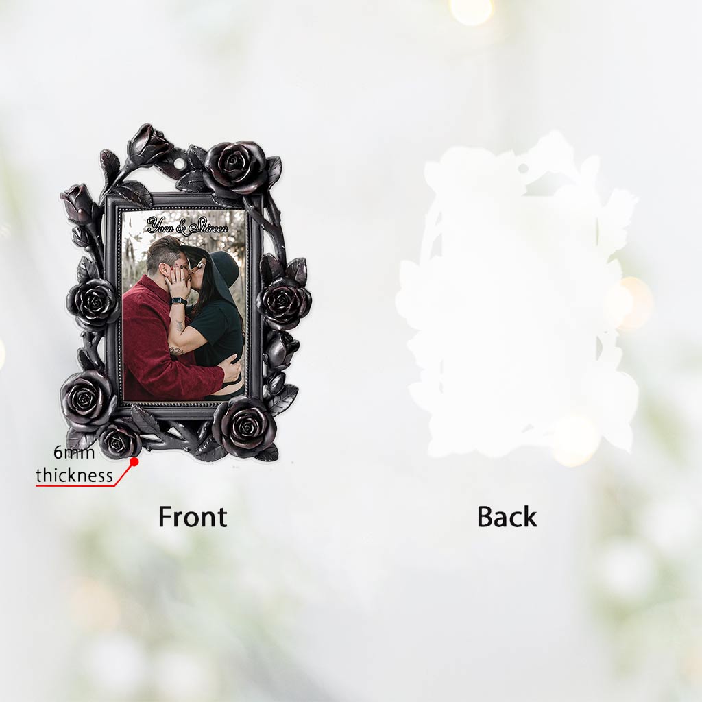 Love Roses - Personalized Christmas Couple Ornament (Printed On Both Sides)