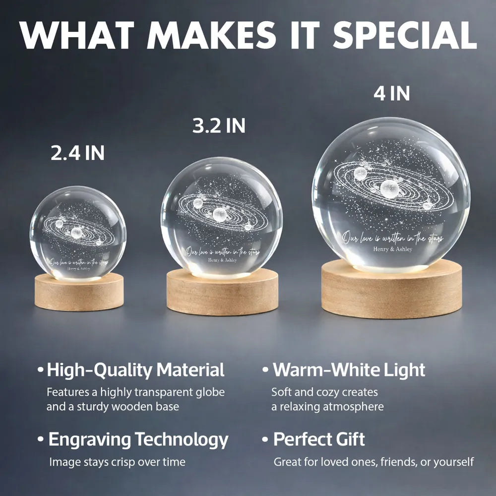 Personalized Globe Lamp with Starry Orbit Design Romantic Night Light Unique Gift for Couple